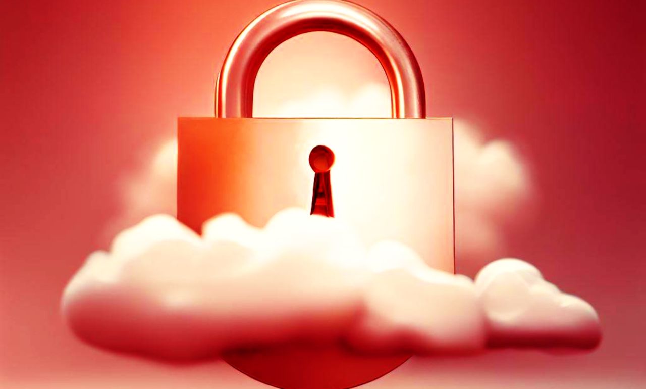 A realistic lock with a cloud inside